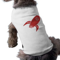 Fat Retro Rocket Ship Red Doggie T-shirt