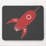 Fat Retro Rocket Ship Red Mousepad