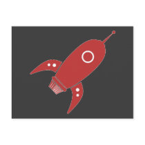 Fat Retro Rocket Ship Red Postcard