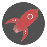 Fat Retro Rocket Ship Red stickers