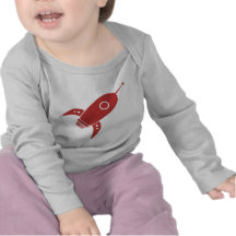 Fat Retro Rocket Ship Red T-shirts