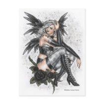 gothic, goth, dark, angel, punk, emo, fantasy, fatal, rose, fairy, pinup, fae, elf, vampire, flower, wings, feather, crow, raven, fetish, sexy, corset, woman, girl, lady, black, art, devil, daemon, zerick, delphine, levesque, demers, vampires, Postcard with custom graphic design