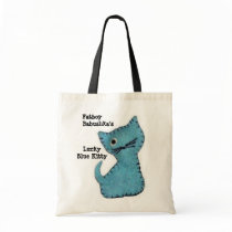 Fatboy Babushka's Lucky Blue Kitty Tote Canvas Bags