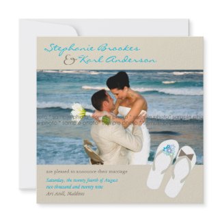 fatfatin Aqua Flip Flops Marriage Announcement invitation