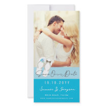 fatfatin Aqua Flip Flops Save Date Announcement Customized Photo Card