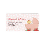fatfatin Baby Girl Pink Pram Address Labels labels