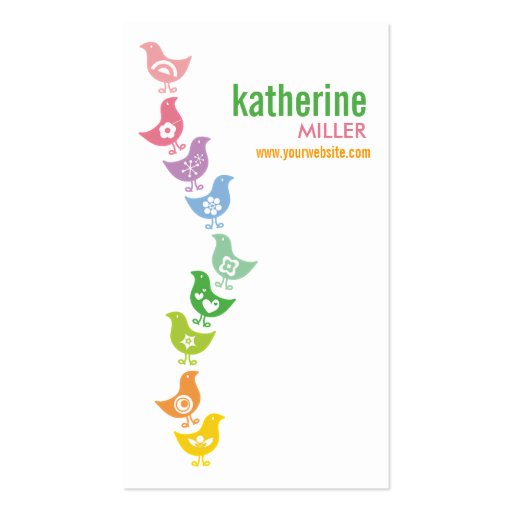 fatfatin Balancing Retro Rainbow Chicks Profile Business Card Template (front side)