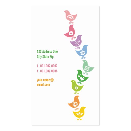 fatfatin Balancing Retro Rainbow Chicks Profile Business Card Template (back side)