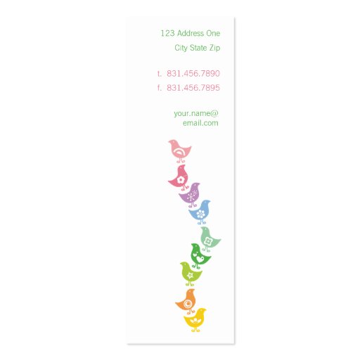 fatfatin Balancing Retro Rainbow Chicks Profile Business Card (back side)