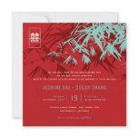 fatfatin Bamboo Leaves Double Xi Wedding Invite