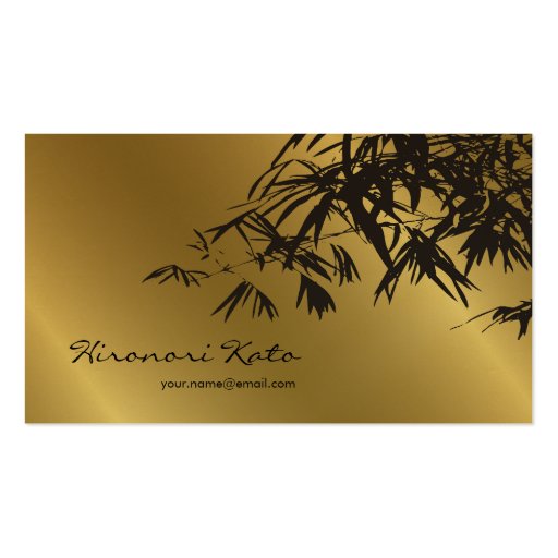 fatfatin Bamboo Leaves Gold Black Zen Profile Card Business Card Template (front side)