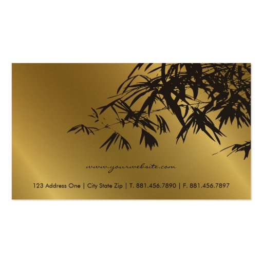 fatfatin Bamboo Leaves Gold Black Zen Profile Card Business Card Template (back side)