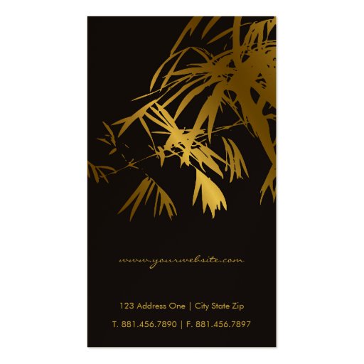 fatfatin Bamboo Leaves Gold Black Zen Profile Card Business Cards (back side)