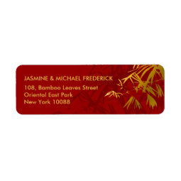 fatfatin Bamboo Leaves Gold Red Address Label label