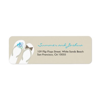 fatfatin Beach Aqua Flip Flops Address Label