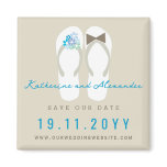 fatfatin Beach Aqua Flip Flops Save The Date Refrigerator Magnet