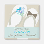 fatfatin Beach Aqua Flip Flops Save The Date Refrigerator Magnet
