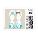 fatfatin Beach Aqua Flip Flops Wedding Stamps