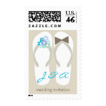 fatfatin Beach Aqua Flip Flops Wedding Stamps