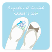 fatfatin Beach Aqua Flip Flops Wedding Sticker