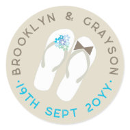 fatfatin Beach Aqua Flip Flops Wedding Sticker sticker