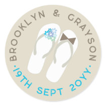 fatfatin Beach Aqua Flip Flops Wedding Sticker