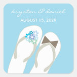 fatfatin Beach Aqua Flip Flops Wedding Sticker