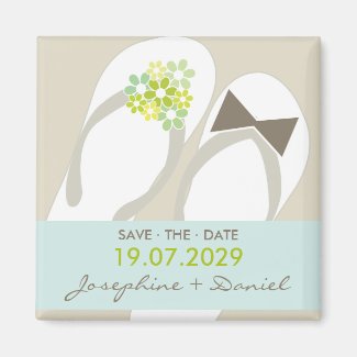fatfatin Beach Green Flip Flops Save The Date Magnet