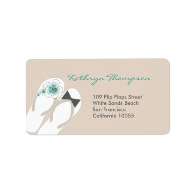 fatfatin Beach Hibiscus Flip Flops Address Labels