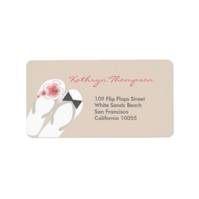 fatfatin Beach Hibiscus Flip Flops Address Labels