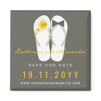 fatfatin Beach Hibiscus Flip Flops Save The Date Magnet