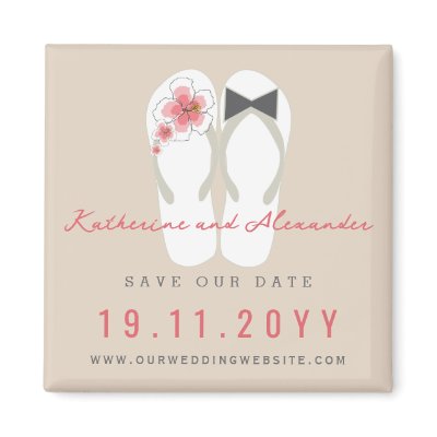 fatfatin Beach Hibiscus Flip Flops Save The Date Magnets