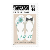 fatfatin Beach Hibiscus Flip Flops Wedding Stamps