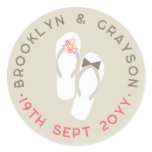 fatfatin Beach Pink Flip Flops Wedding Sticker