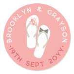 fatfatin Beach Pink Flip Flops Wedding Sticker
