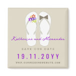 fatfatin Beach Purple Flip Flops Save The Date Fridge Magnet