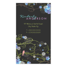 fatfatin Blue Hibiscus Swirls & Swallows Business Card