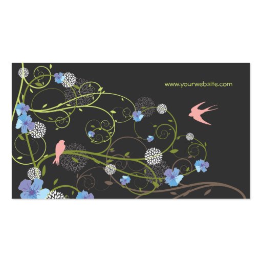 fatfatin Blue Hibiscus Swirls & Swallows Business Card Template (back side)