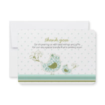 fatfatin Blue Swirly Mom & Baby Bird Thank You Invite