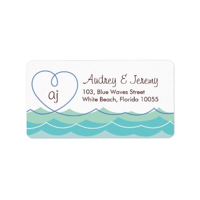 fatfatin Blue Waves Loopy Heart Address Label