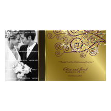 fatfatin Boho Purple Spirals Wedding Thank You Picture Card