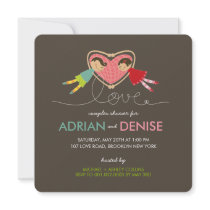 fatfatin Cartoon Boy Hearts Girl Couples Shower Announcement