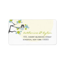 fatfatin Cherry Blossoms Love Birds Address Label