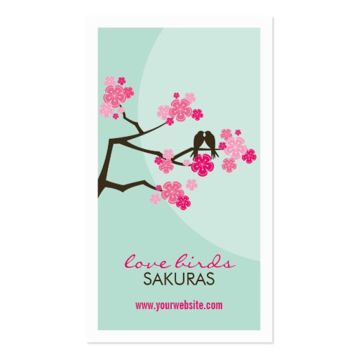 fatfatin Cherry Blossoms Love Birds Profile Card Business Card (front side)
