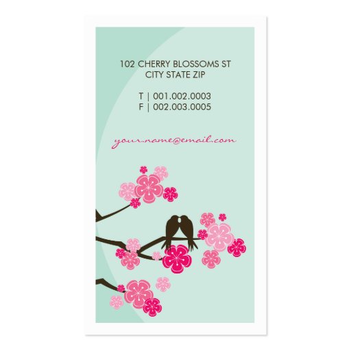fatfatin Cherry Blossoms Love Birds Profile Card Business Card (back side)