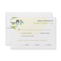 fatfatin Cherry Blossoms Love Birds RSVP Card Personalized Announcements