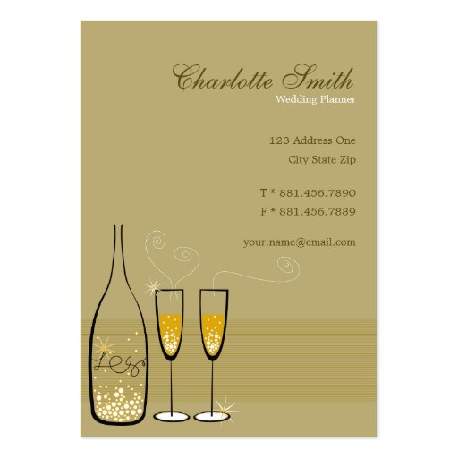 fatfatin Chic Golden Champagne Bubbles Business Card Template (front side)