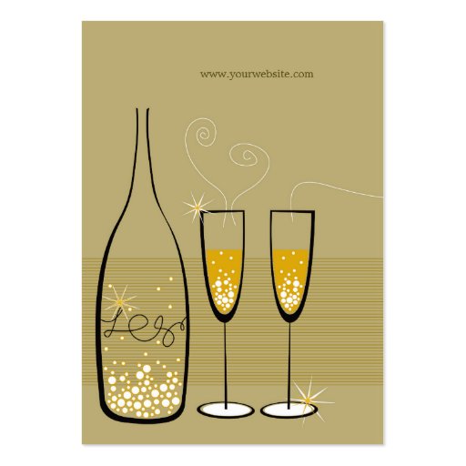 fatfatin Chic Golden Champagne Bubbles Business Card Template (back side)