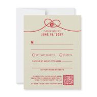 fatfatin Chinese Red Knot Double Happiness Wedding invitation