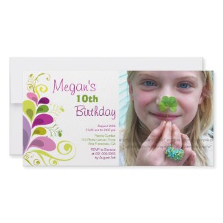 fatfatin Colorful Floral Leaves Birthday Invite photocard